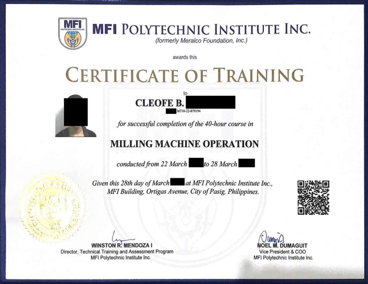 Milling Machine Operation
